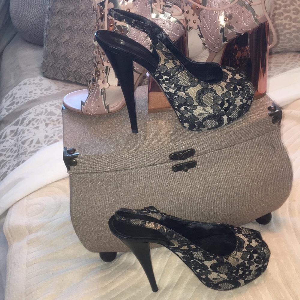 Giuseppe Zanotti black lace platform stilettos